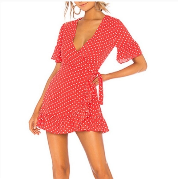 privacy please red polka dot dress Womens Dresses Privacy Please Polka Dot Dress KALINI Polka Dot Printed Georgette Floor Length Dress
